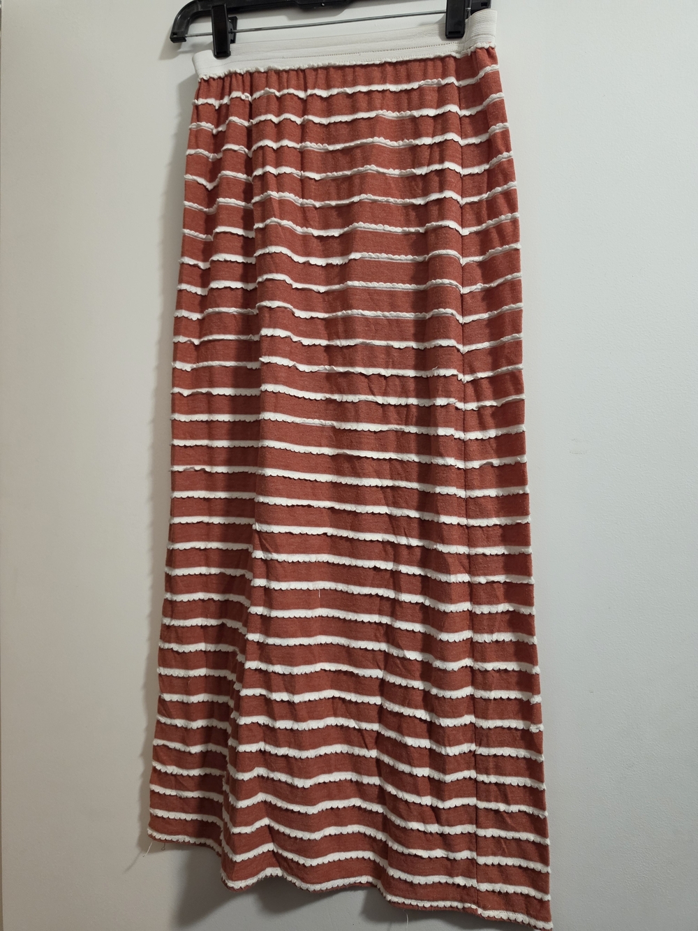 Custom Made Rust and White Striped Maxi Skirt